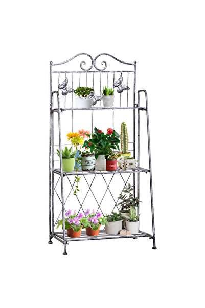 Generic Brand Suport/Etajeră metalică pliabilă cu 3 niveluri pentru plante (U...
