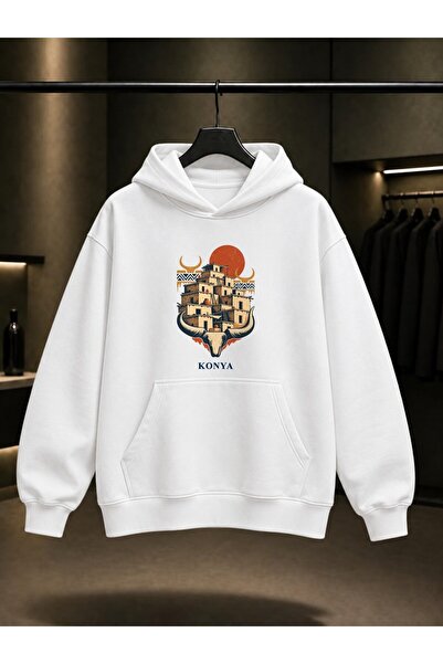 fame-stoned Konya Catalhoyuk Printed Unisex 100% Cotton Hooded Sweatshirt