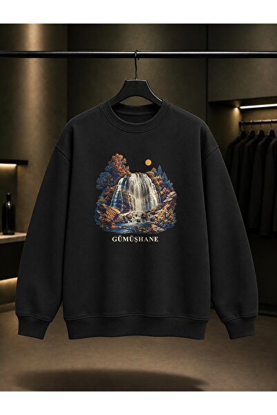 fame-stoned Gümüşhane Tomara Waterfall Printed Unisex 100% Cotton Sweatshirt