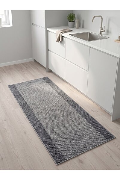 Sarar Vintage Sisal Jüt Görünümlü Kaymaz Jel Tabanlı Çamaşır Makinesinde Yıkanabilir Mutfak Balkon Koridor Yolluk