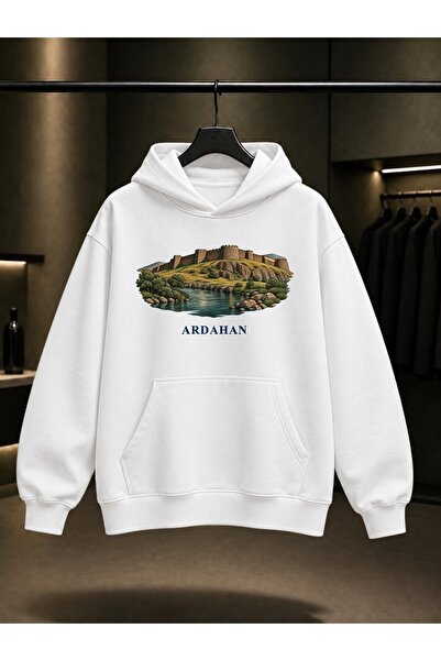 fame-stoned Ardahan Castle Printed Unisex 100% Cotton Hooded Sweatshirt
