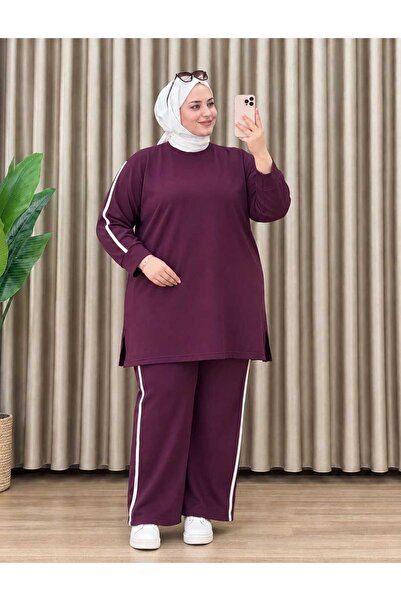 yessir Battal tesettür ikili tunik pantolon gofre kumaş takım