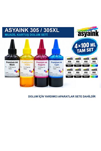 Asyaink 305 / 305XL Uyumlu Kartuş Dolum Seti 4x100 ml - Model 6022