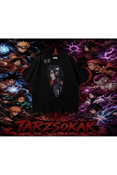 Tarzsokak تي شيرت Madara Uchiha Naruto Anime Character كبير الحجم للجنسين بال...