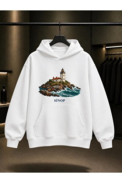 fame-stoned Sinop İnceburun Flashlight Printed Unisex 100% Cotton Hooded Swea...
