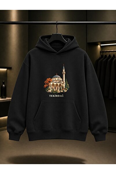 fame-stoned Tekirdağ Rüstem Paşa Mosque Printed Unisex 100% Cotton Hooded Swe...