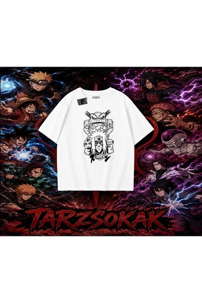 Tarzsokak تي شيرت Jiraiya Naruto Anime Character كبير الحجم للجنسين باللون ال...