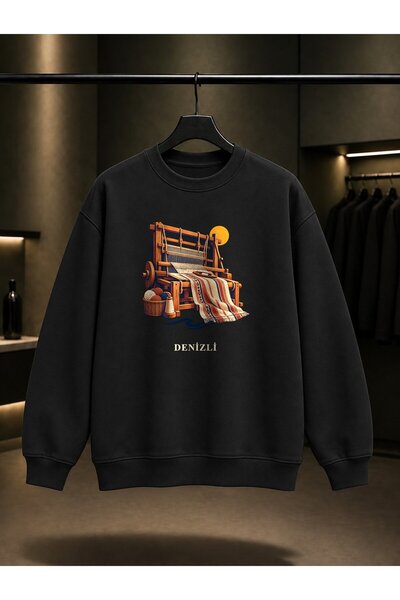fame-stoned Denizli Buldan Woven Printed Unisex 100% Cotton Sweatshirt