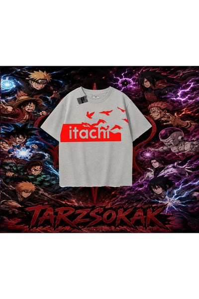 Tarzsokak تي شيرت Itachi Uchiha Naruto Anime Character كبير الحجم للجنسين بال...