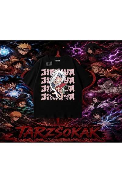 Tarzsokak تي شيرت Jiraiya Naruto Anime Character كبير الحجم للجنسين باللون ال...