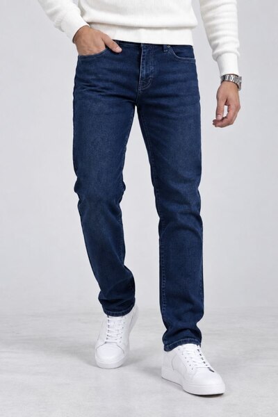 Erkek Regular Fit Pamuklu Denim Jeans Kot Pantolon – Siyah, Gümüş, Mavi, Açık Mavi