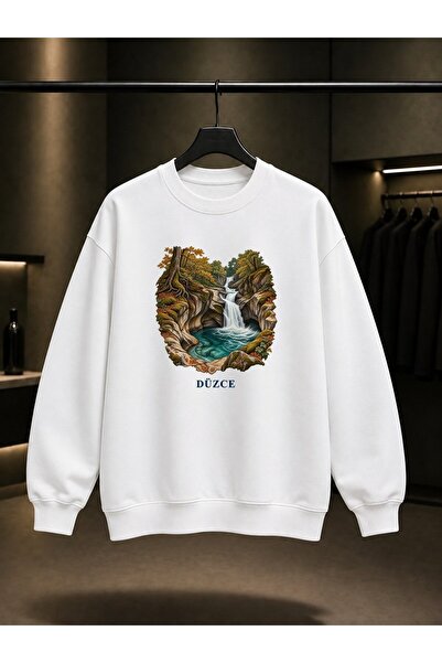 fame-stoned Düzce Samandere Waterfall Printed Unisex 100% Cotton Sweatshirt