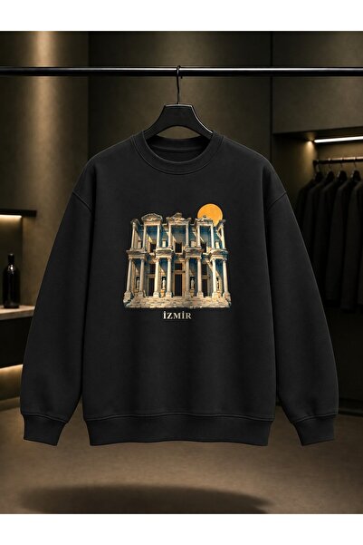 fame-stoned Izmir Efes Celsus Library Printed Unisex 100% Cotton Sweatshirt