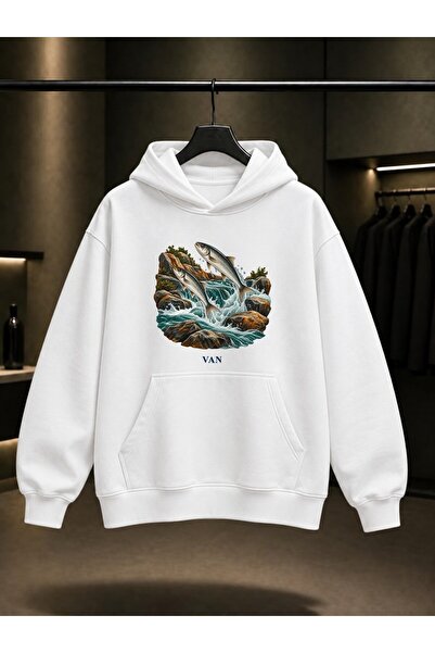 fame-stoned Φούτερ με κουκούλα Van İnci Kefali με στάμπα, Unisex, 100% βαμβάκι