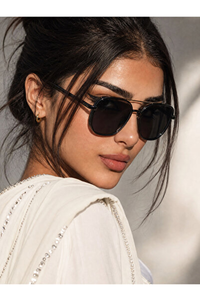 Take Two By Styli Black Double Bridge Sunglasses