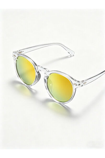 Take Two By Styli Round Clear Frame Sunglasses with Silver Mirrored Lenses