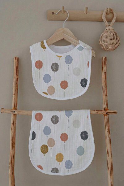 Tuğba Kuğu Muslin Apron and Shoulder Cloth - Dreamy Balloons