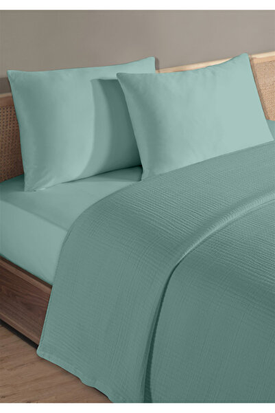 Evim 100% Natural Cotton 4 Layer Muslin Luxury Double Pique Set Green 200X230Cm