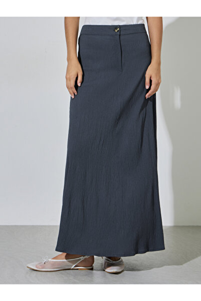 Styli Grey Solid A-Line Maxi Skirt