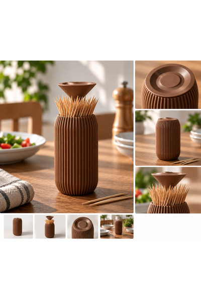 3D Minimalist Kürdanlık – Kapaklı Modern Kürdan Kutusu ve Masa Üstü Dekoratif Kürdan Dispenseri