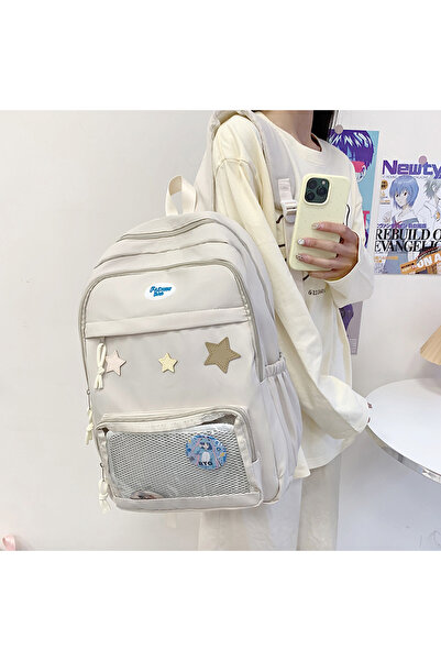 Take Two By Styli White Star Embellished Zip Closure Backpack