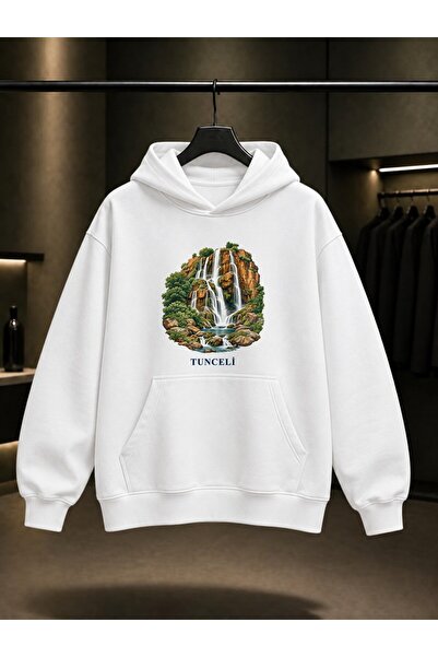 fame-stoned Tunceli Dereova Waterfall Printed Unisex 100% Cotton Hooded Sweat...