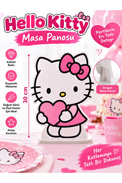 Genel Markalar Hello Kitty Masa Süsü 30 cm – Masa Panosu, Doğum Günü ve Parti...