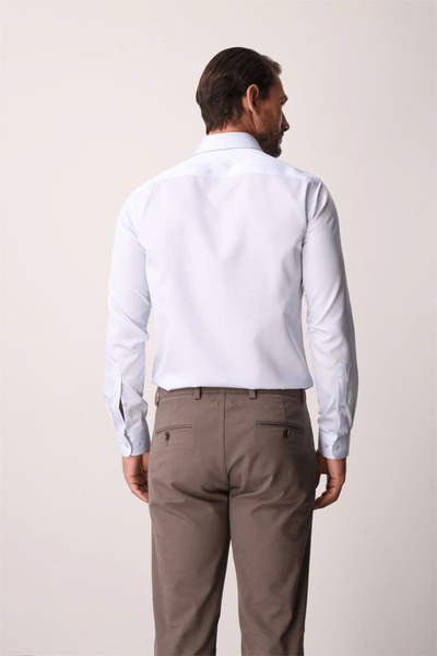 İgs Light Blue Slim Fit Classic Collar Plain Long Sleeve Pocketless 100% Cotton Non Iron Shirt