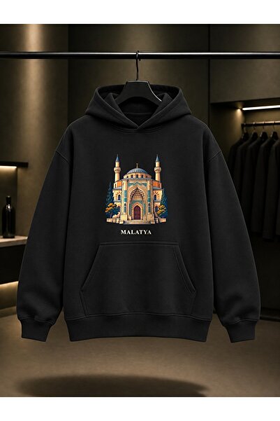 fame-stoned Malatya Battalgazi Ulu Camii Printed Unisex 100% Cotton Hooded Sw...