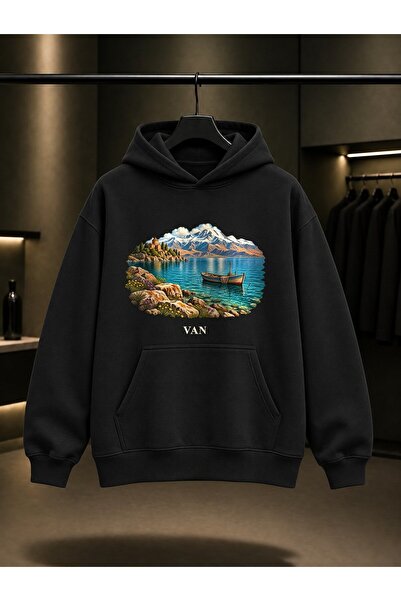 fame-stoned Van Lake Printed Unisex 100% Cotton Hooded Sweatshirt