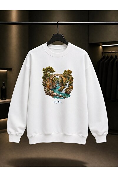 fame-stoned Uşak Clandiras Bridge Printed Unisex 100% Cotton Sweatshirt