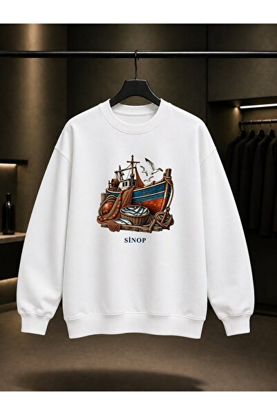 fame-stoned Sinop Fishing Boat Printed Unisex 100% Cotton Sweatshirt