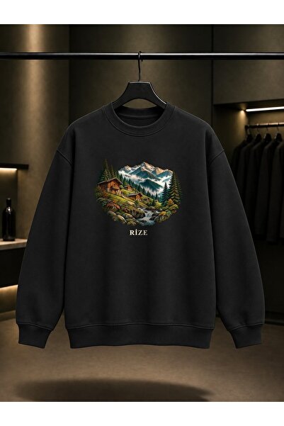 fame-stoned Rize Ayder Yaylası Printed Unisex 100% Cotton Sweatshirt