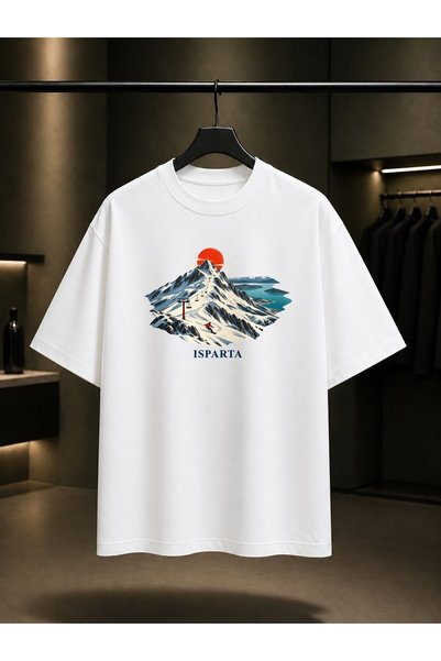 fame-stoned Isparta Davraz Mountain Landscape Printed Unisex 100% Cotton T-Shirt