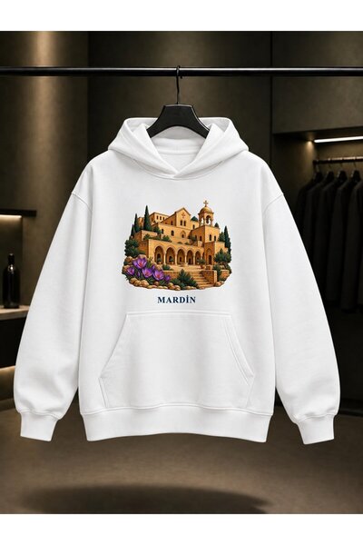 fame-stoned Mardin Deyrulzafaran Printed Unisex 100% Cotton Hooded Sweatshirt