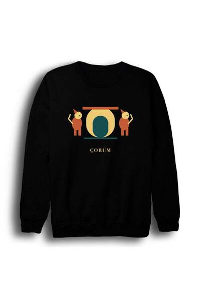 fame-stoned Çorum Hattuşa Lion Door Printed Unisex 100% Cotton Sweatshirt