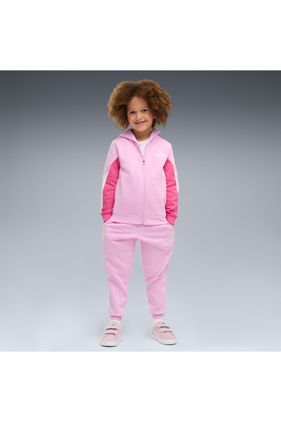 Puma Essentials Block Suit Çocuk Pembe Dik Yaka Eşofman Takımı