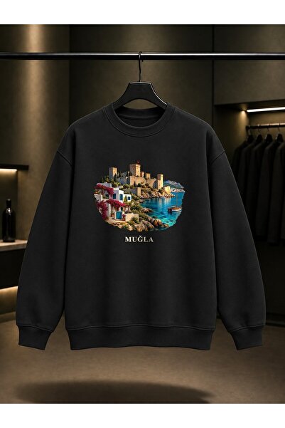 fame-stoned Muğla Bodrum Castle Printed Unisex 100% Cotton Sweatshirt