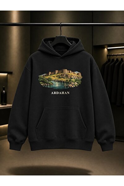 fame-stoned Ardahan Castle Printed Unisex 100% Cotton Hooded Sweatshirt