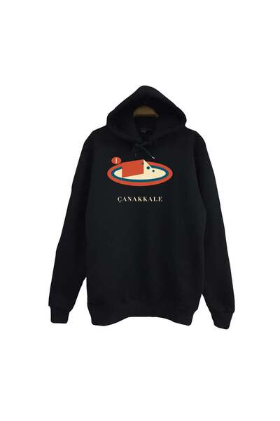 fame-stoned Çanakkale Ezine Cheese Printed Unisex 100% Cotton Hooded Sweatshirt