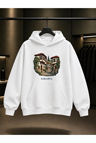 fame-stoned Sakarya Taraklı Evleri Printed Unisex 100% Cotton Hooded Sweatshirt