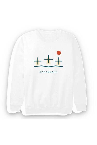 fame-stoned Çanakkale Bozcaada Windmills Printed Unisex 100% Cotton Sweatshirt