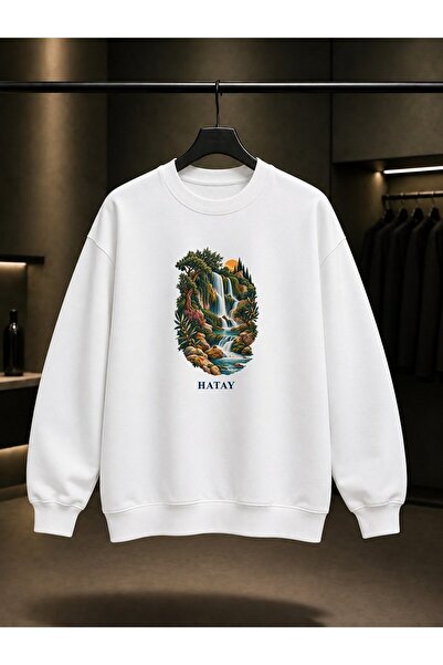 fame-stoned Hatay Harbiye Waterfalls Printed Unisex 100% Cotton Sweatshirt