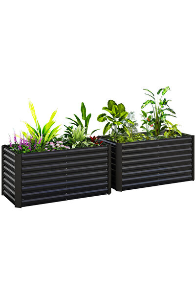 Generic Brand Set de 2 jardiniere metalice înălțate, extra-adânci, 120 x 60 x...