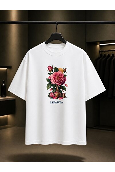 fame-stoned Isparta Rose Printed Unisex 100% Cotton T-Shirt