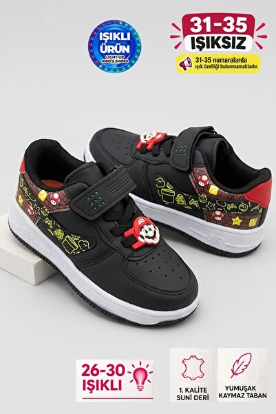 AlbiShoes Çocuk Cırtlı Işıklı Rahat Taban Kışlık Mevsimlik Günlük Okul Çocuk Sneaker Spor Ayakkabı