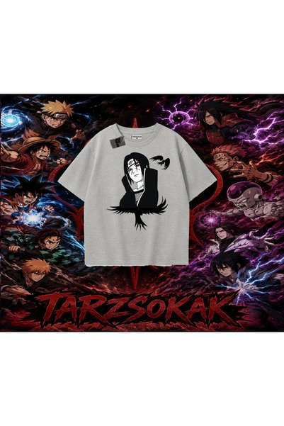Tarzsokak تي شيرت Itachi Uchiha Naruto Anime Character كبير الحجم للجنسين بال...