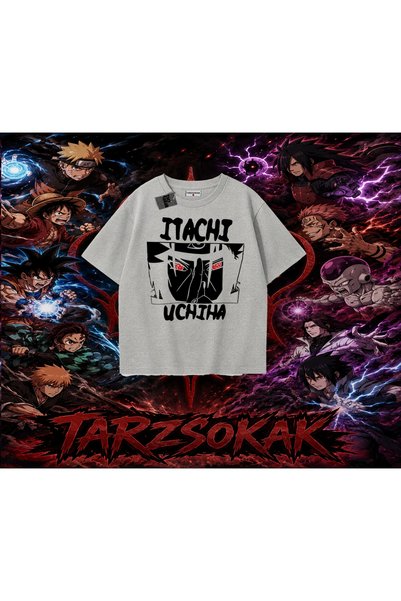 Tarzsokak تي شيرت Itachi Uchiha Naruto Anime Character كبير الحجم للجنسين بال...