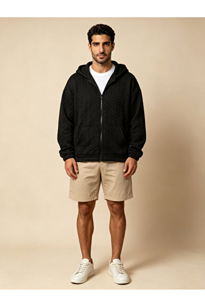 Take Two By Styli Black Zip-Up Hooded Sweatshirt
