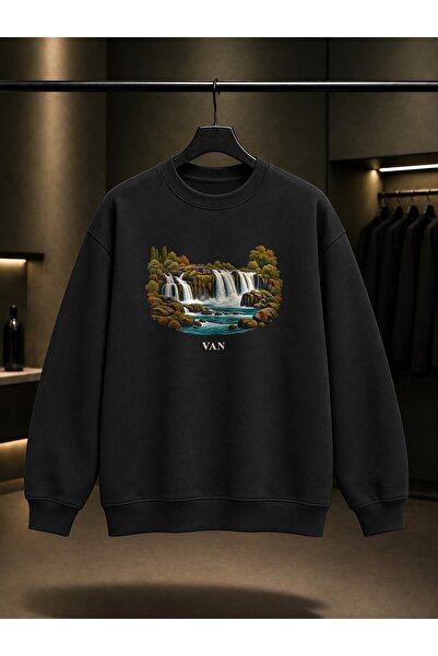 fame-stoned Van Muradiye Waterfall Printed Unisex 100% Cotton Sweatshirt